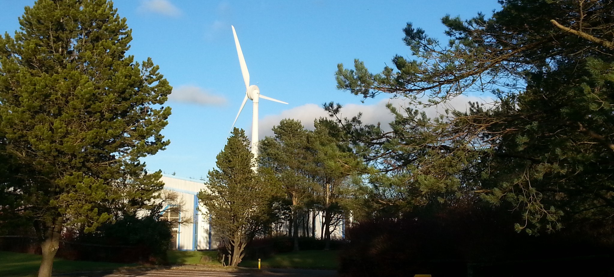 Wind turbine on a Blaenau Gwent business park